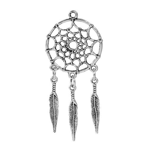 Pendants, Tibetan Style, Dream Catcher, Double-Sided, Antique Silver, Alloy, 63mm - BEADED CREATIONS