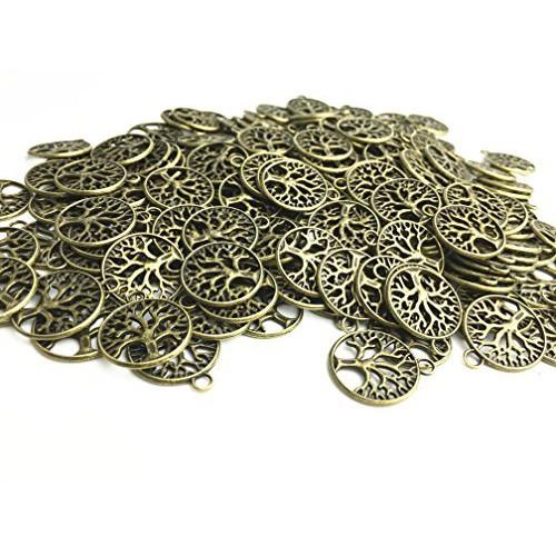 Pendants, Tibetan Style, Tree Of Life, Round, Double-Sided, Antique Bronze, Alloy, 22mm - BEADED CREATIONS
