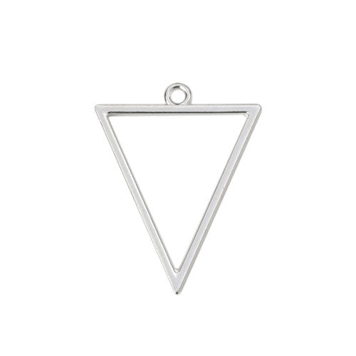 Pendants, Triangle, Open, Silver Plated, Alloy, Focal, Drop, 35mm - BEADED CREATIONS