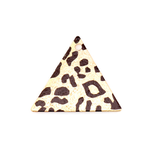 Pendants, Triangle, Single-Sided, Etched, Leopard Print, Gold Plated, Sparkledust, Alloy, 22mm - BEADED CREATIONS