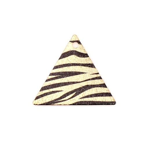 Pendants, Triangle, Single-Sided, Etched, Zebra Print, Gold Plated, Sparkledust, Alloy, 22mm - BEADED CREATIONS