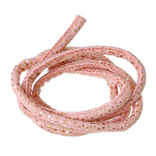 Fabric Cord, Embellished, Round, Pink, 6mm - BEADED CREATIONS