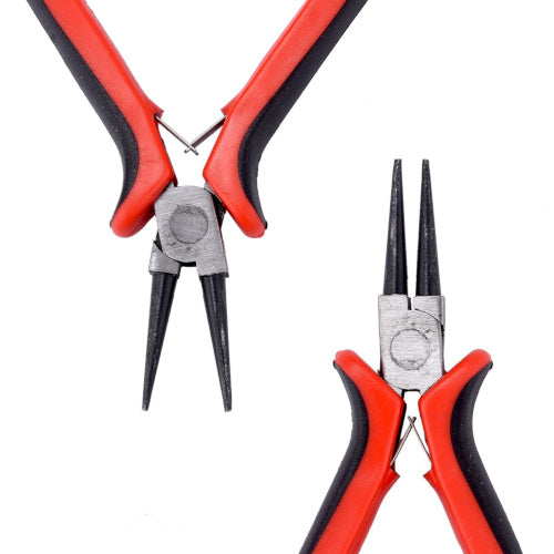 Pliers, Carbon Steel Jewelry Pliers, Round Nose, Black And Red, 13cm - BEADED CREATIONS