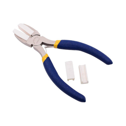 Pliers, Carbon Steel, Flat Nose Pliers, Double Nylon Jaw Pliers With Adhesive Jaws, Blue, 14cm - BEADED CREATIONS