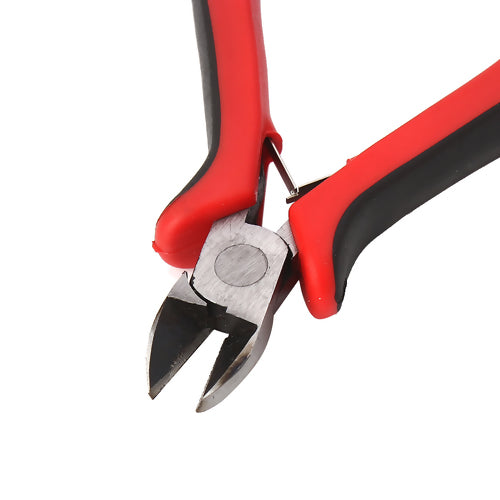Pliers, Side Cutter, Nippers, Rubber And Nickel Plated Steel, Red And Black, 12cm - BEADED CREATIONS