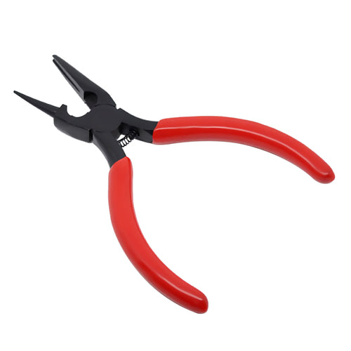 Pliers, Wire Wrapping, Round And Concave, Stainless Steel And Rubber, Red, 12.5cm - BEADED CREATIONS