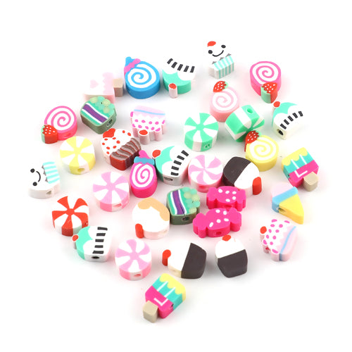 Polymer Clay Beads, Candy Shaped, Assorted, 9-12mm - BEADED CREATIONS