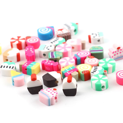 Polymer Clay Beads, Candy Shaped, Assorted, 9-12mm - BEADED CREATIONS