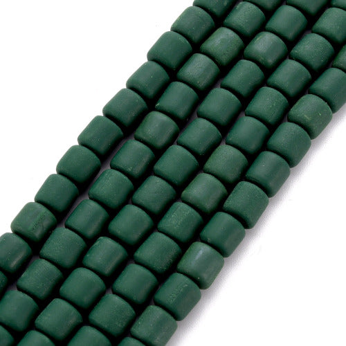 Polymer Clay Beads, Column, Dark Green, 6.5mm - BEADED CREATIONS