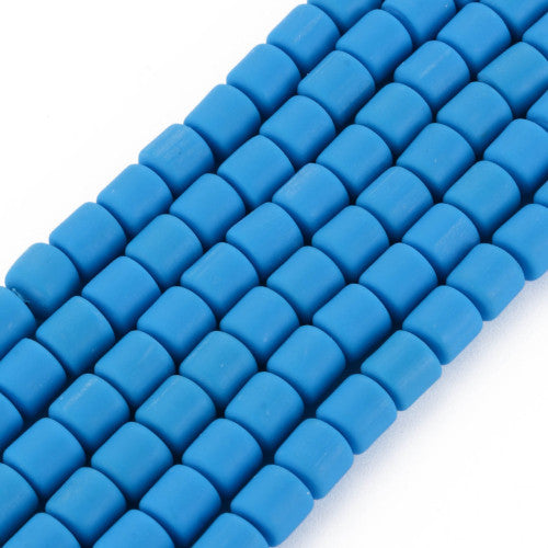 Polymer Clay Beads, Column, Dodger Blue, 6.5mm - BEADED CREATIONS