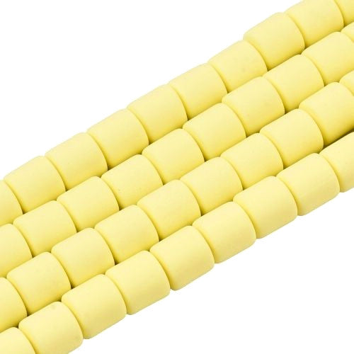 Polymer Clay Beads, Column, Light Yellow, 6.5mm - BEADED CREATIONS