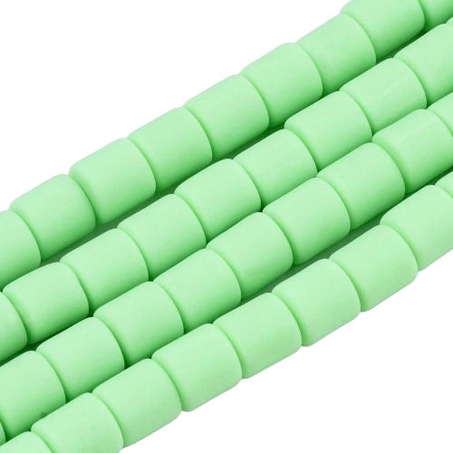 Polymer Clay Beads, Column, Mint Green, 6.5mm - BEADED CREATIONS