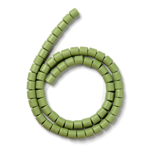 Polymer Clay Beads, Column, Olive Drab, 6.5mm - BEADED CREATIONS