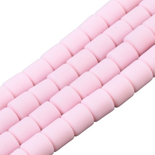 Polymer Clay Beads, Column, Pink, 6.5mm - BEADED CREATIONS