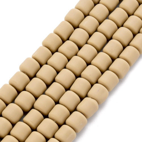 Polymer Clay Beads, Column, Tan, 6.5mm - BEADED CREATIONS