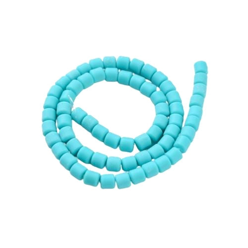 Polymer Clay Beads, Column, Turquoise, 6.5mm - BEADED CREATIONS