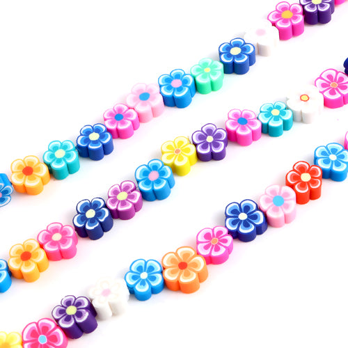 Polymer Clay Beads, Flower, Mixed Colors, 8-11mm - BEADED CREATIONS