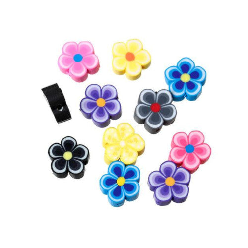 Polymer Clay Beads, Flower, Mixed Colors, 8-11mm - BEADED CREATIONS