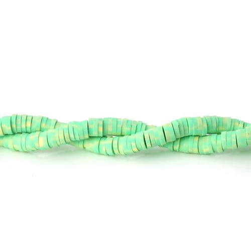 Polymer Clay Beads, Katsuki, Heishi Beads, Flat, Round, Two-Tone, Yellow, Green, 5mm - BEADED CREATIONS