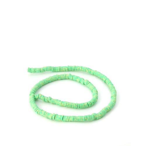 Polymer Clay Beads, Katsuki, Heishi Beads, Flat, Round, Two-Tone, Yellow, Green, 5mm - BEADED CREATIONS