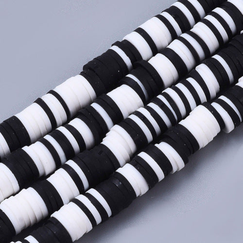 Polymer Clay Beads, Katsuki, Heishi Beads, Round, Black, White, Mix, 6mm - BEADED CREATIONS