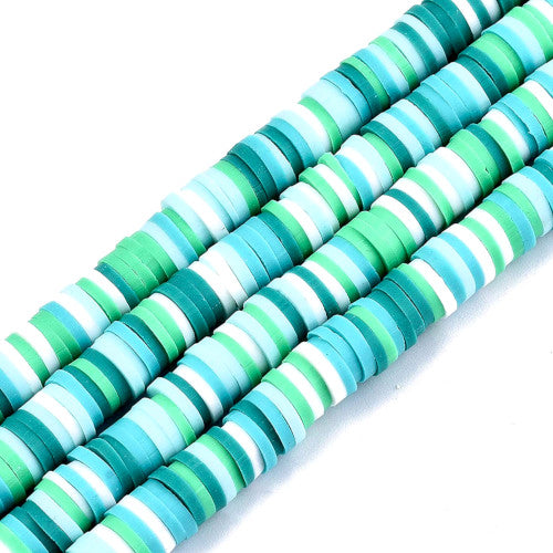 Polymer Clay Beads, Katsuki, Heishi Beads, Round, Green Mix, 6mm - BEADED CREATIONS
