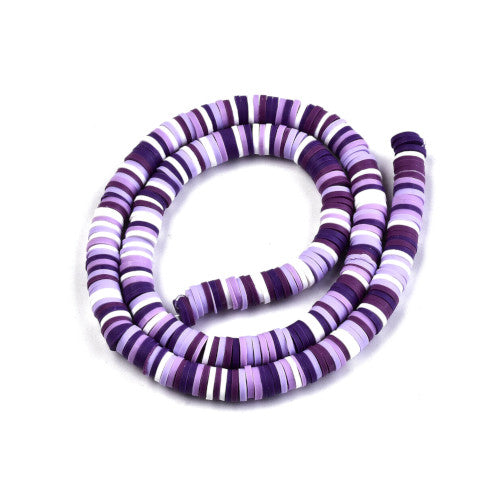 Polymer Clay Beads, Katsuki, Heishi Beads, Round, Lilac Mix, 6mm - BEADED CREATIONS