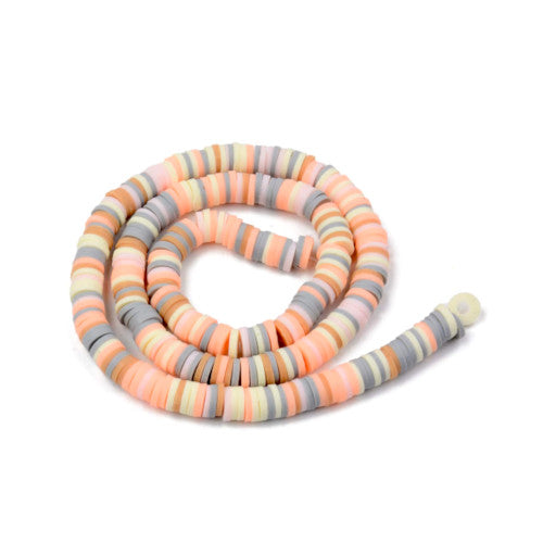 Polymer Clay Beads, Katsuki, Heishi Beads, Round, Peach Mix, 6mm - BEADED CREATIONS