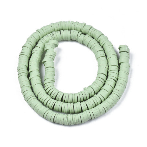 Polymer Clay Beads, Katsuki, Heishi Beads, Round, Sea Green, 6mm - BEADED CREATIONS