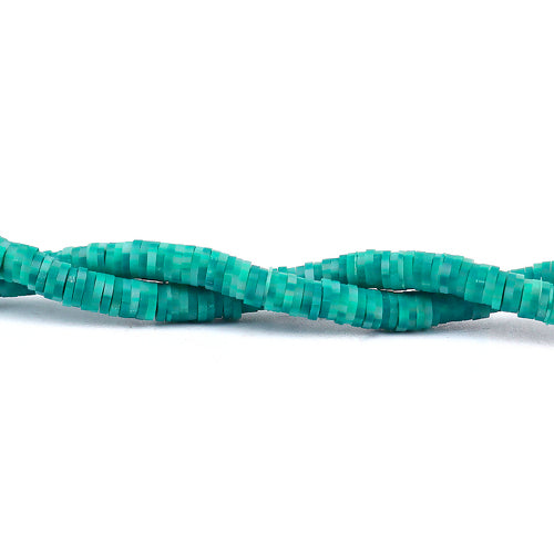 Polymer Clay Beads, Katsuki, Heishi Beads, Round, Two-Tone, Green, 5mm - BEADED CREATIONS