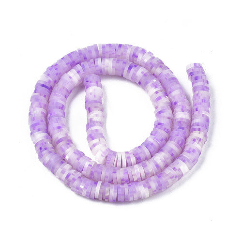 Polymer Clay Beads, Katsuki, Heishi Beads, Round, Two-Tone, Lilac, 5mm - BEADED CREATIONS