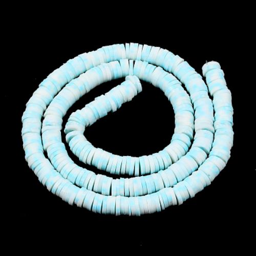 Polymer Clay Beads, Katsuki, Heishi Beads, Round, Two-Tone, Sky Blue, 5mm - BEADED CREATIONS