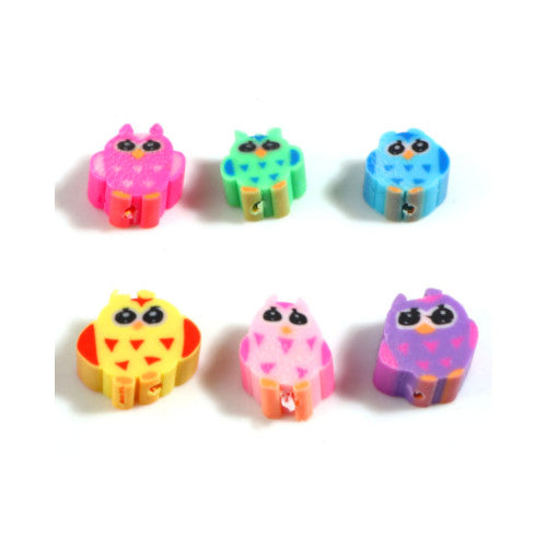 Polymer Clay Beads, Owl, Multicolored, 8-11mm - BEADED CREATIONS