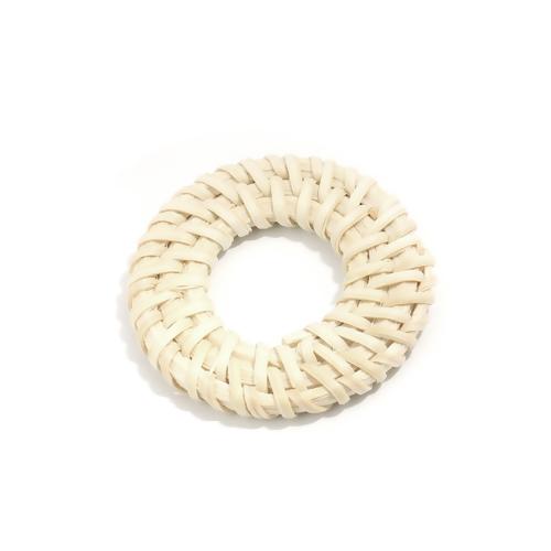 Rattan, Reed Cane, Handmade, Woven, Round, Focal, Linking Rings, Cream, 40mm-45mm - BEADED CREATIONS