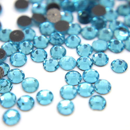 Rhinestones, Hot Fix, Iron On, Aquamarine, SS10 - BEADED CREATIONS