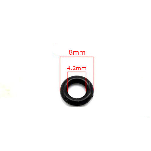 Rubber O-Rings, Fits European Large Hole Clip On Stopper Charm Beads, Black, 8mm - BEADED CREATIONS