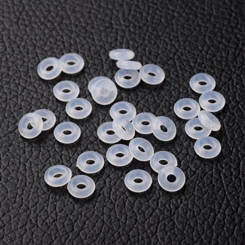 Rubber O-Rings, Fits European Large Hole Clip On Stopper Charm Beads, Clear, 6mm - BEADED CREATIONS