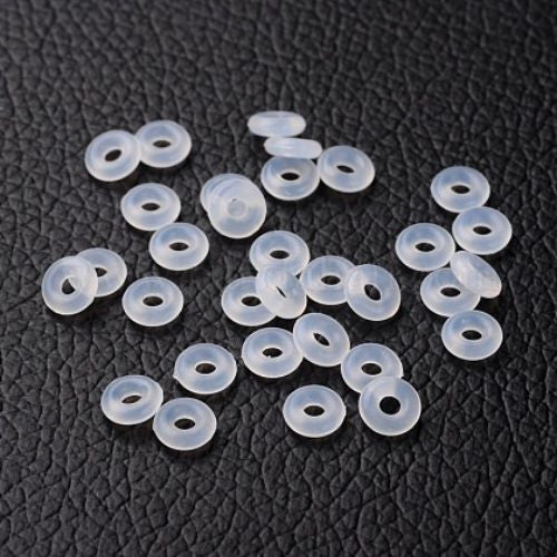 Rubber O-Rings, Fits European Large Hole Charm Beads, Clear, 6mm - BEADED CREATIONS