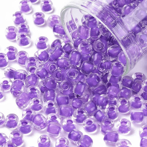 Seed Beads, Glass, Blue Violet, Transparent, Inside Color, #6, Round, 4mm - BEADED CREATIONS