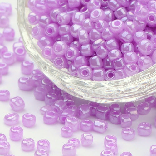 Seed Beads, Glass, Ceylon, Violet, #6, Round, 4mm - BEADED CREATIONS