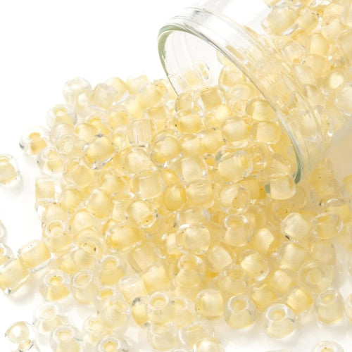 Seed Beads, Glass, Champagne Yellow, Transparent, Inside Color, #6, Round, 4mm - BEADED CREATIONS