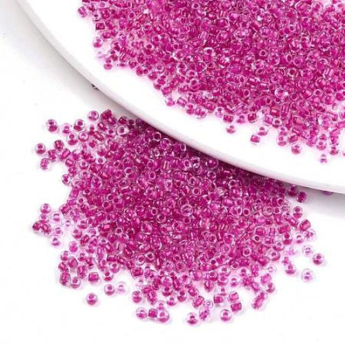 Seed Beads, Glass, Medium Violet Red, Transparent, Inside Color, #6, Round, 4mm - BEADED CREATIONS