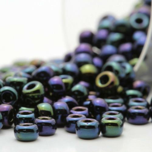 Seed Beads, Glass, Metallic, Variegated, Blue Iris, #8, Round, 3mm - BEADED CREATIONS