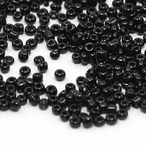 Seed Beads, Glass, Opaque, Black, #11, Round, 2mm - BEADED CREATIONS