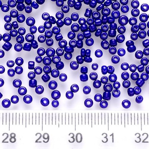 Seed Beads, Glass, Opaque, Blue, Luster, #8, Round, 3mm - BEADED CREATIONS
