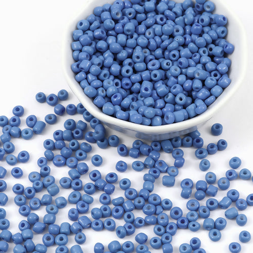 Seed Beads, Glass, Opaque, Cornflower Blue, #8, Round, 3mm - BEADED CREATIONS