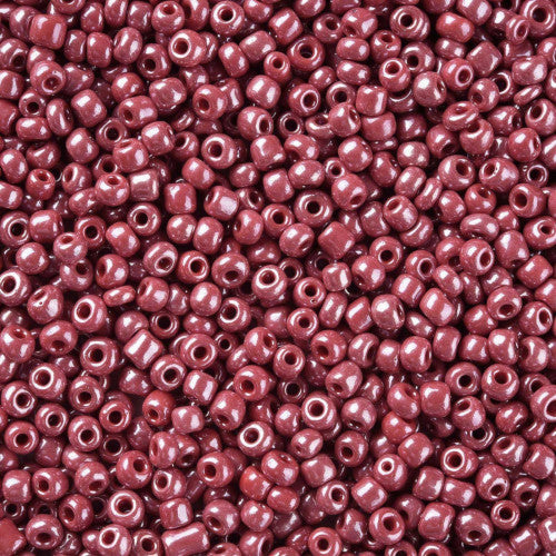 Seed Beads, Glass, Opaque, Crimson, Luster #8, Round, 3mm - BEADED CREATIONS