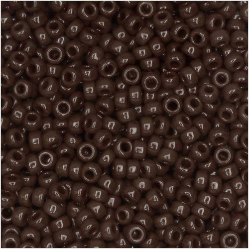 Seed Beads, Glass, Opaque, Dark Brown, #8, Round, 3mm - BEADED CREATIONS