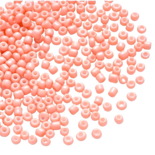 Seed Beads, Glass, Opaque, Light Salmon, Luster, #8, Round, 3mm - BEADED CREATIONS