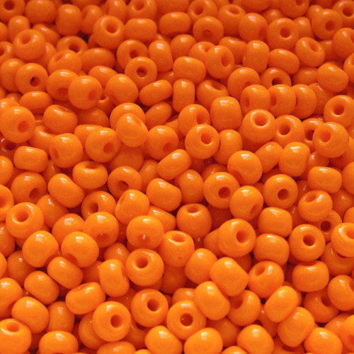 Seed Beads, Glass, Opaque, Orange, #8, Round, 3mm - BEADED CREATIONS